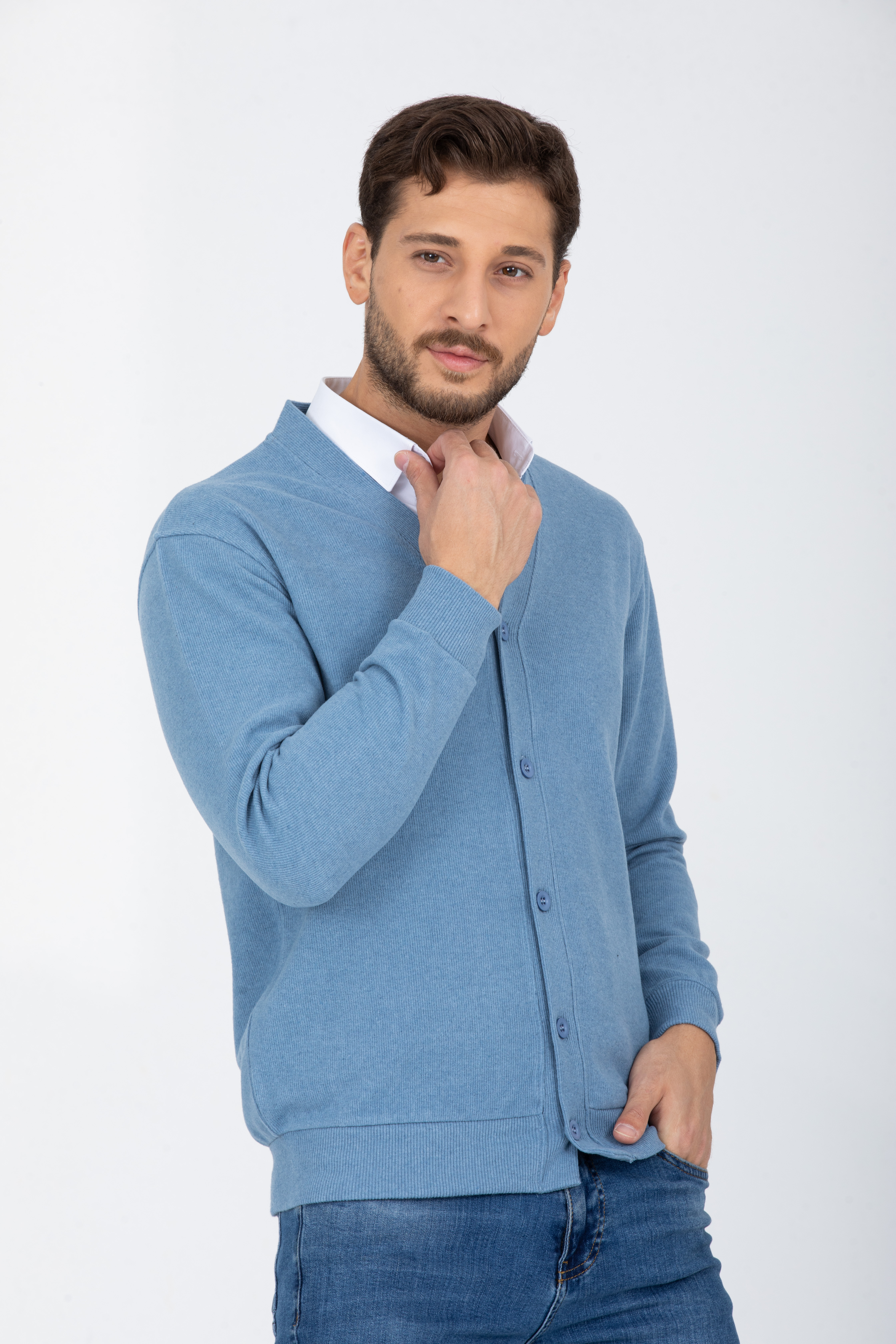 Hırka Mavi Uzun Kollu