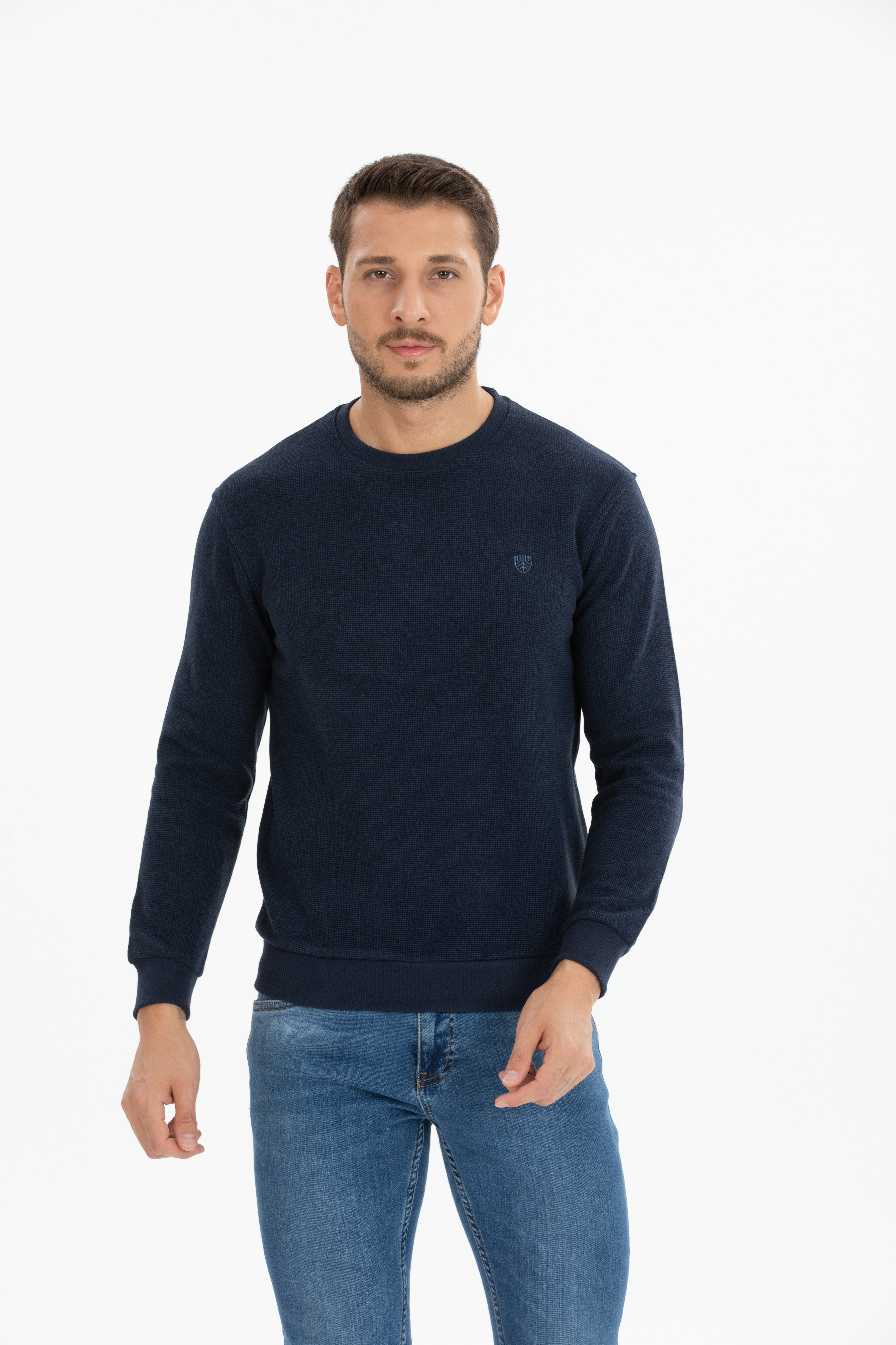 Point Model Lacivert 0 Yaka Uzun Kollu Sweatshirt