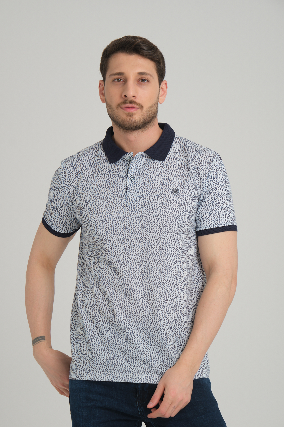 LFC 2041 Model Siyah Polo Yaka Baskılı T-shirt