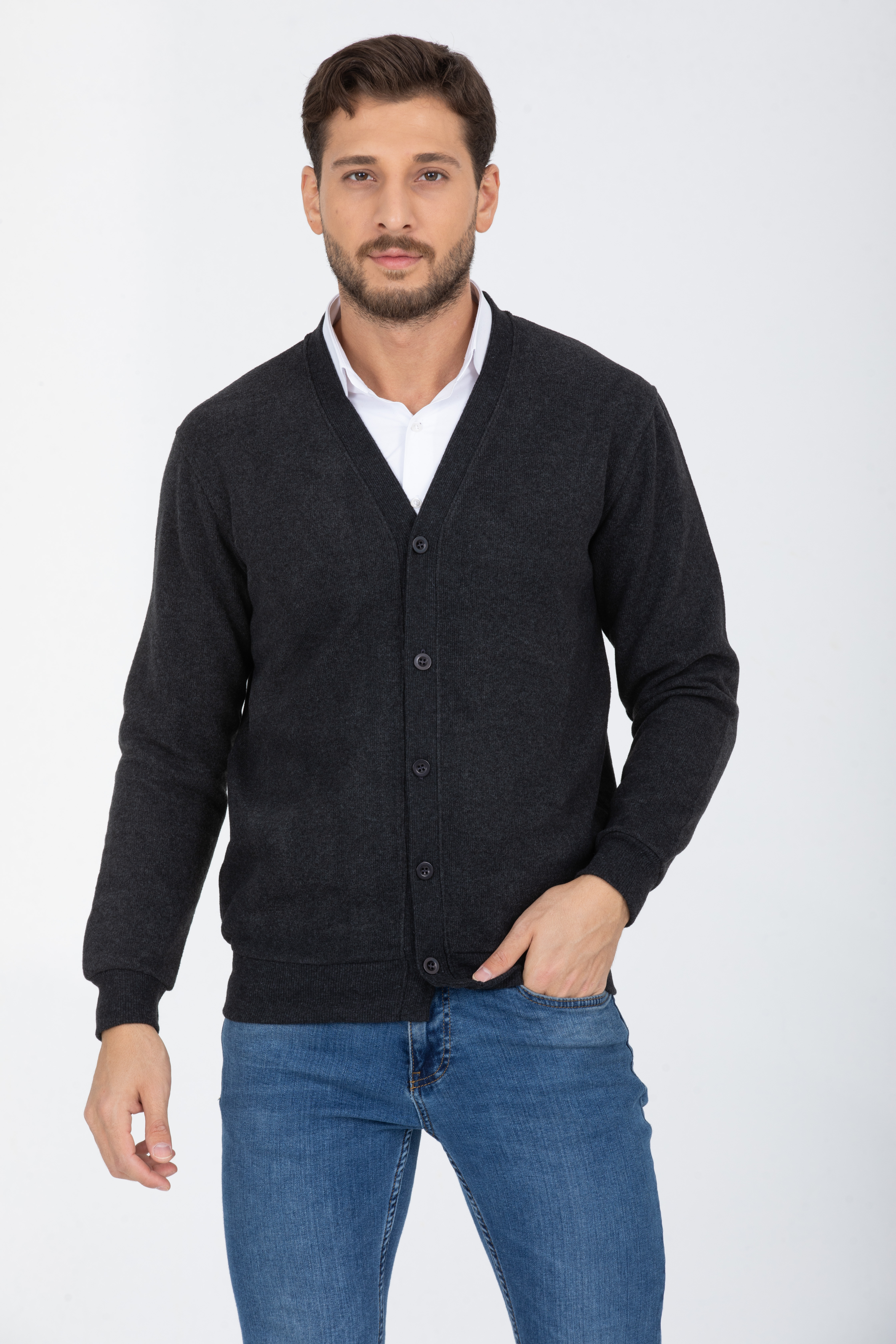 Hırka Antrasit Uzun Kollu