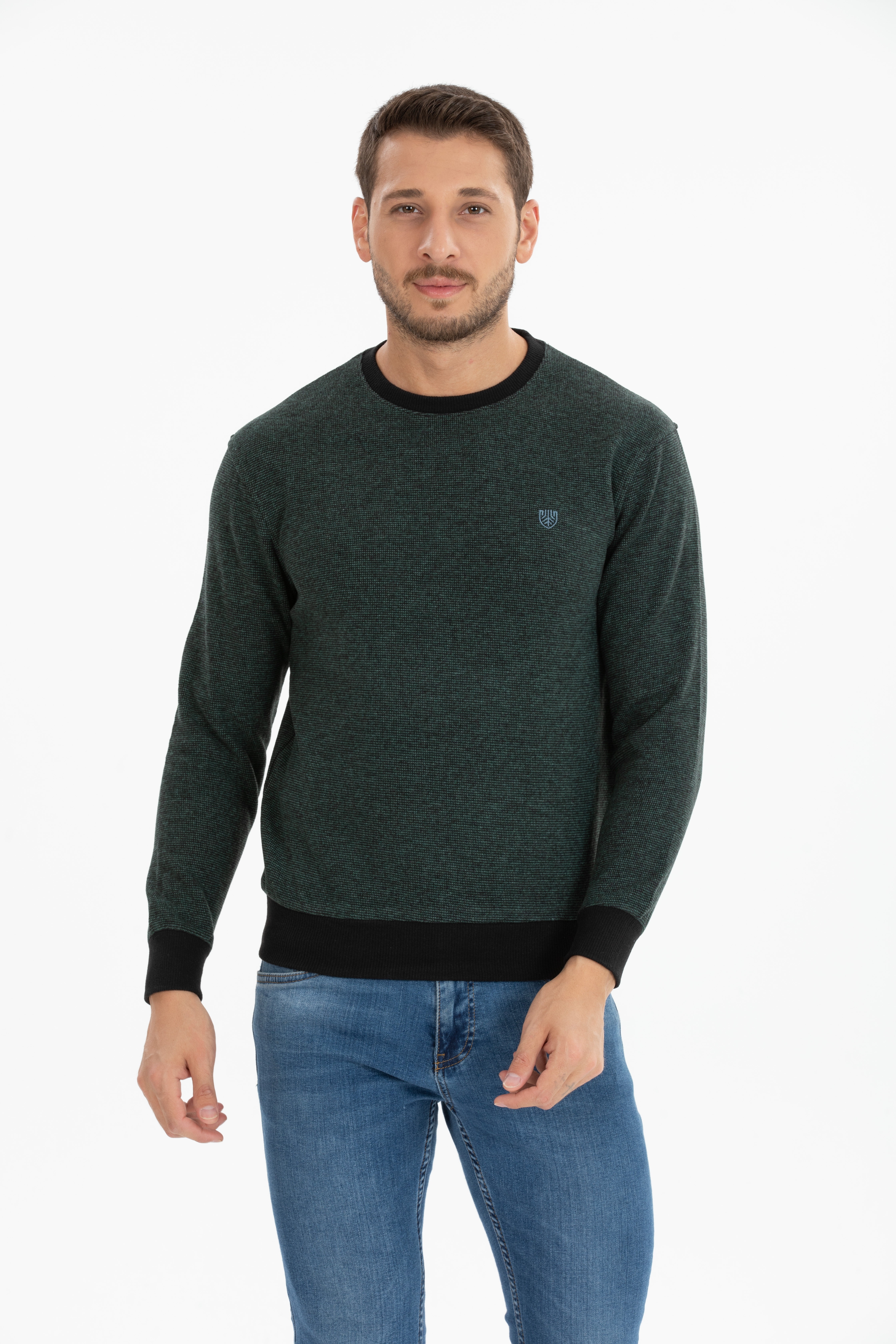 Point Model Yeşil 0 Yaka Uzun Kollu Sweatshirt