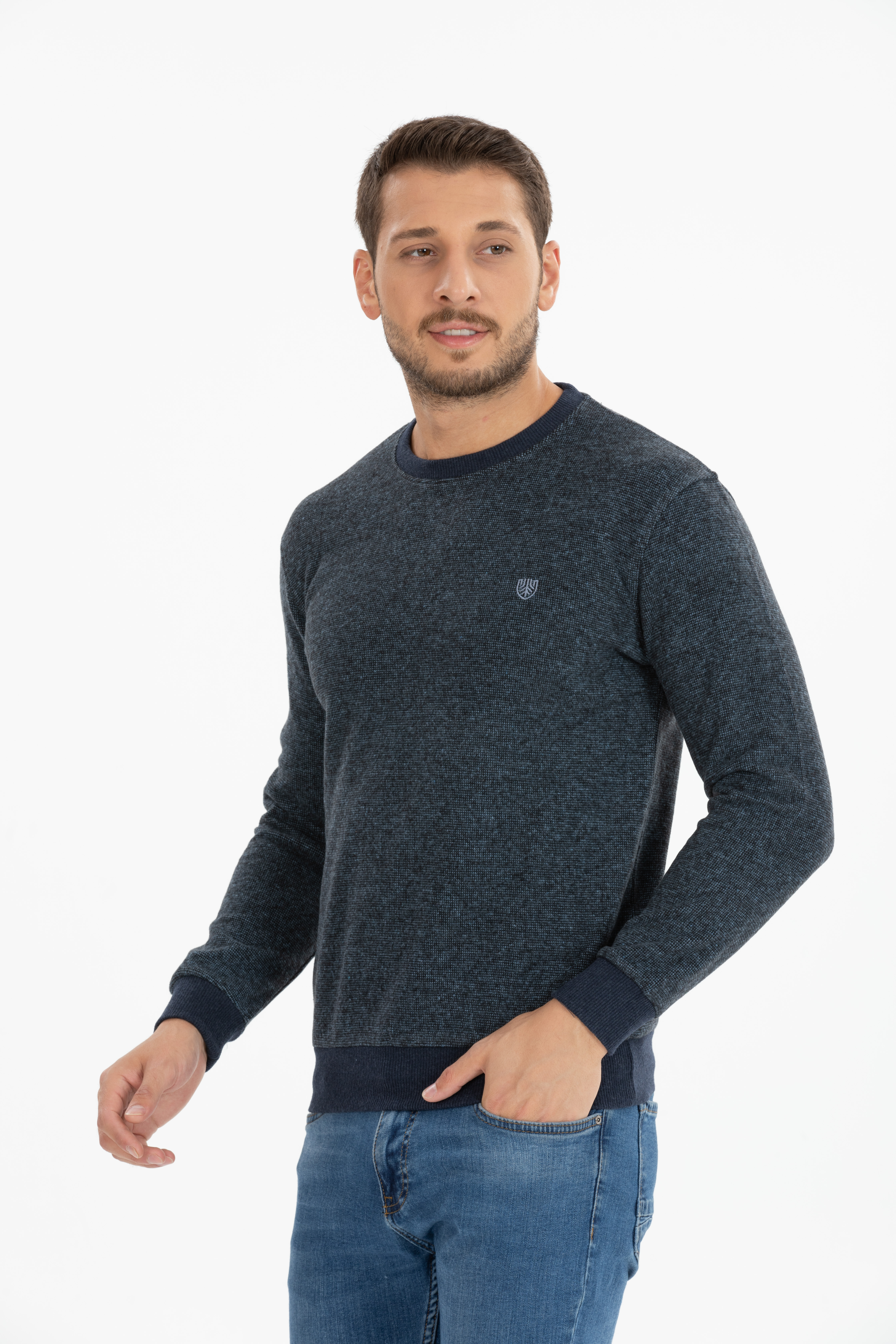 Point Model İndigo 0 Yaka Uzun Kollu Sweatshirt