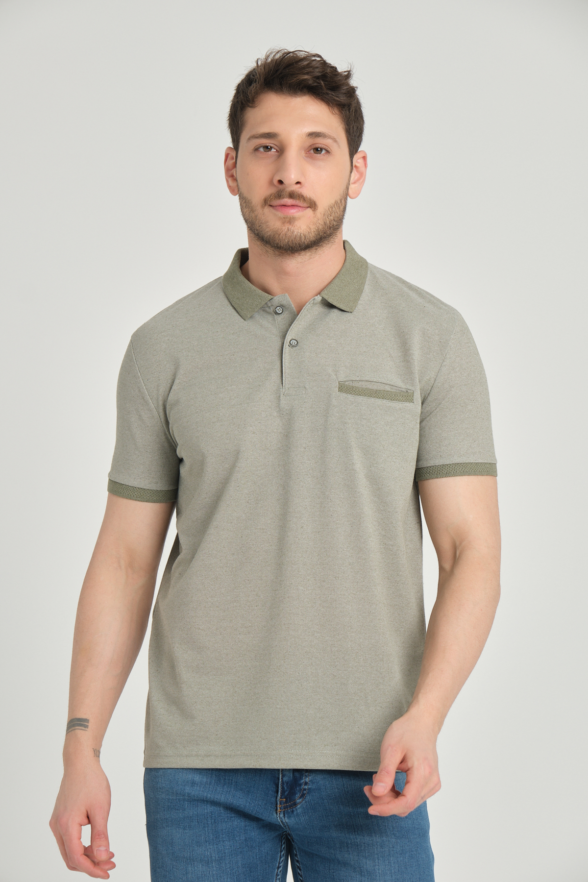 LFC  2013 Model Yeşil Polo Yaka Cepli T-shirt